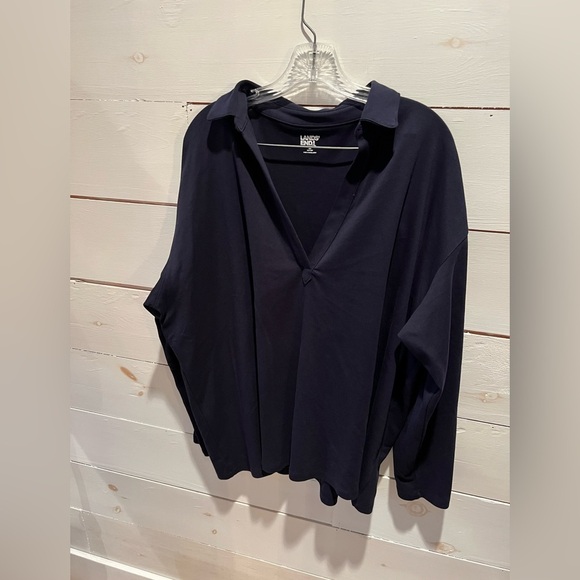 Women’s Land’s End Navy Long Sleeve V-Neck Tunic Top, size 3X, EUC, quality - Picture 1 of 10
